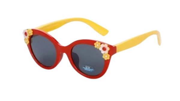 Kids sunglasses red and yellow with flowers