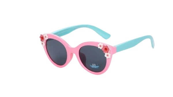 Kids sunglasses pink and yellow with flowers