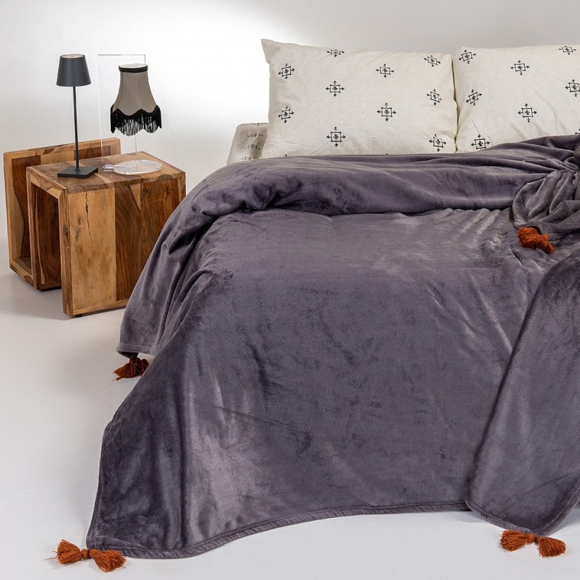 FLANNEL BLANKET DARK GREY
