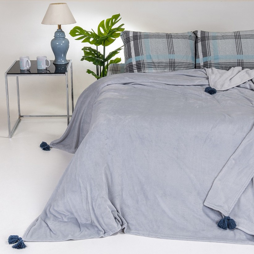 FLANNEL BLANKET LIGHT GREY