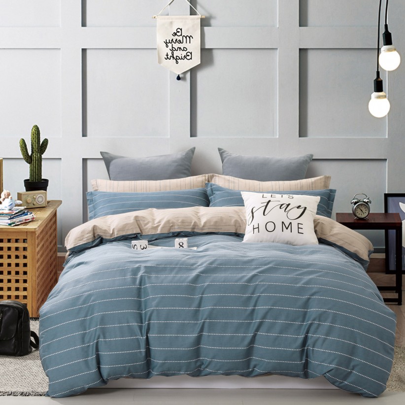 PRIME LINE NOVA DUVET COVER WITH 2 PILLOW CASES (OXFORD) STRIPES