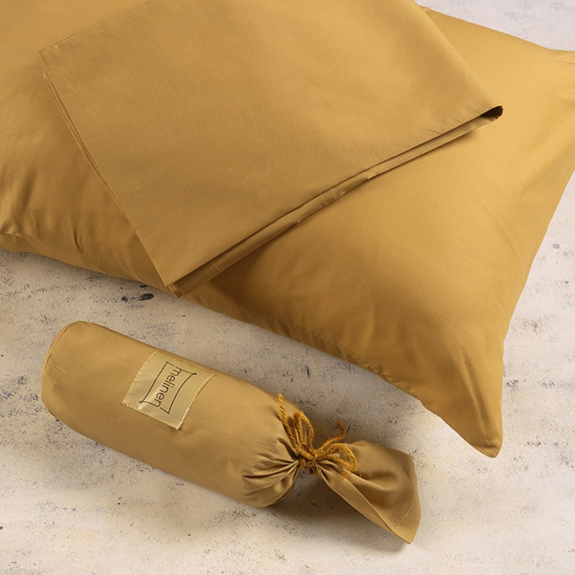 URBAN LINE BED SHEET WITH 2 PILLOW CASES CURRY COLOR
