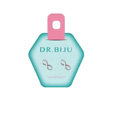 Dr Biju Xirius Infinity White Silver Colour Design Earring Set 10Mm