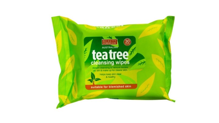 Beauty Formulas Tea Tree Cleansing Wipes,30pcs