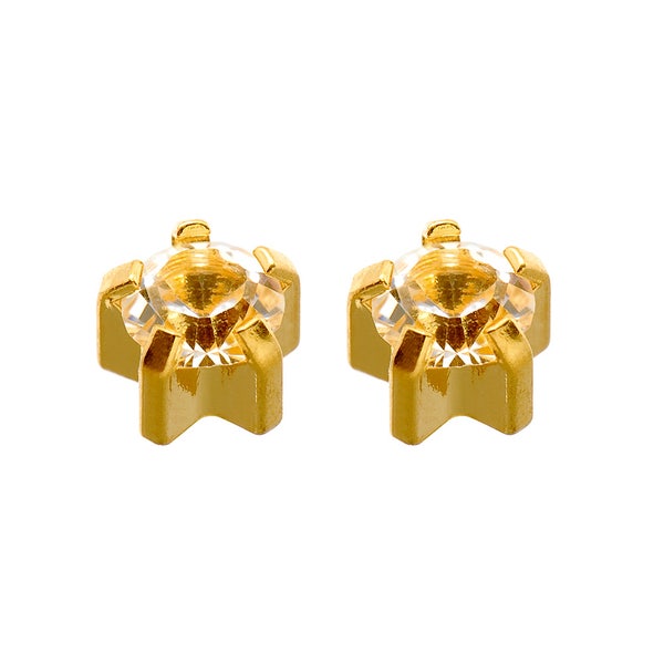 Caflon Clawset Gold April Earrings 1Pair