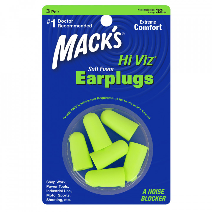 Macks Hi Viz Ear Plugs - 3 Pairs