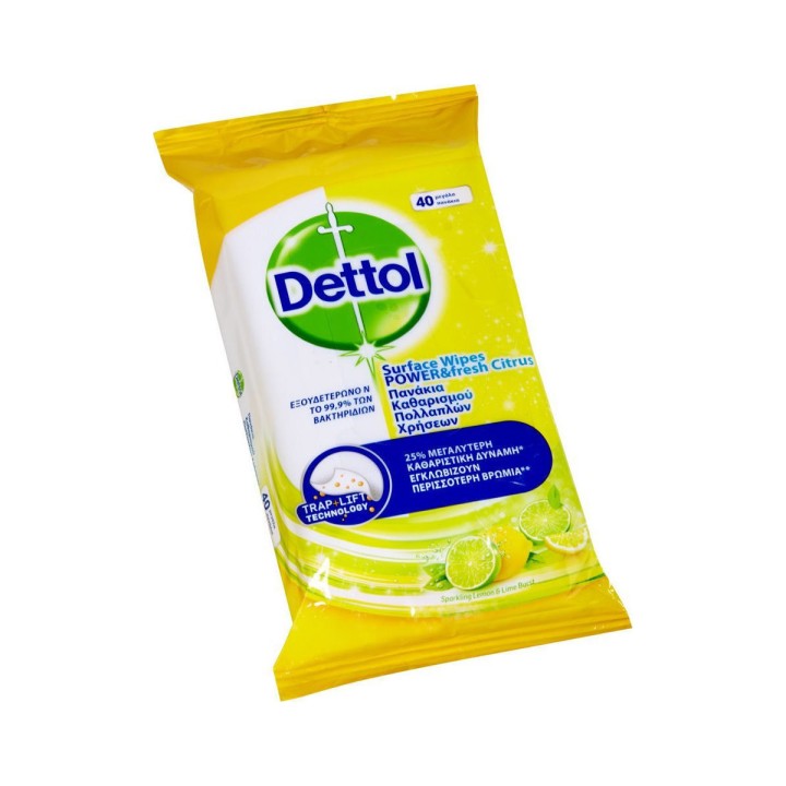 Dettol Antibacterial Power & Fresh Citrus Surface Wipes 30 Pcs