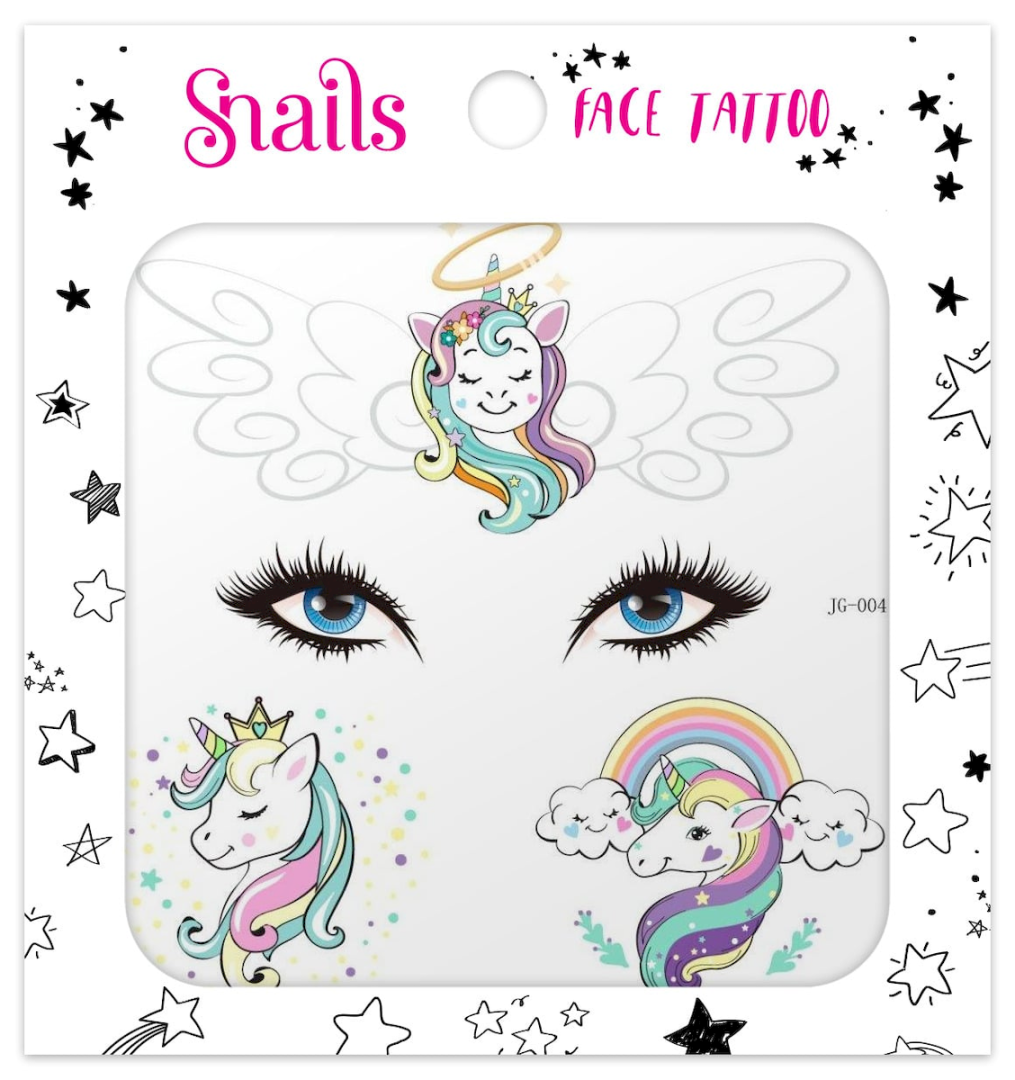Snails Face Tattoo Unicorn Crown 1 Set Sticker