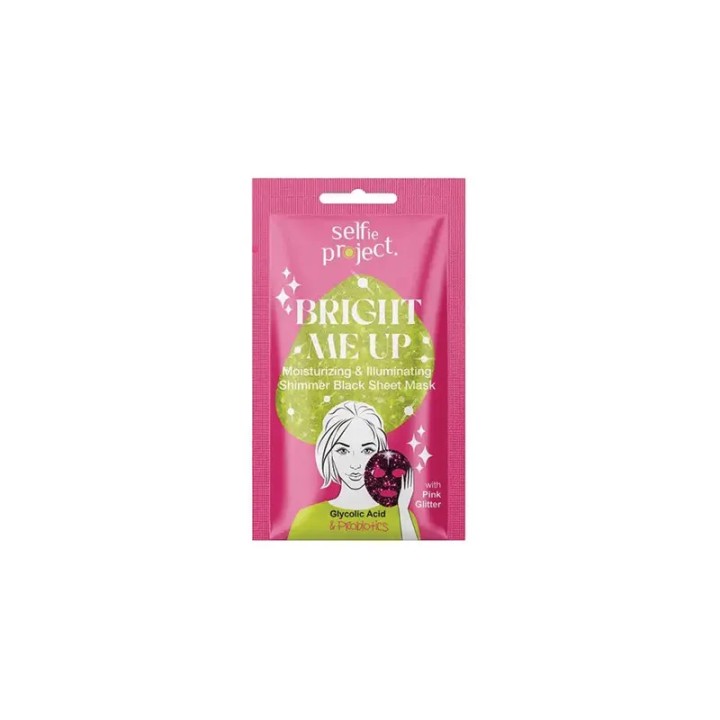 Selfie Project Bright Me Up Moisturizing & Illuminating Shimmer Black Sheet Mask 1 Piece