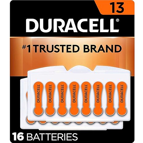 Duracell Hearing Aid Batteries Orange Size 13 16 Count Pack 13A Size Hearing Aid Battery With Long Lasting Power Extra Long Easytab Install For Hearing Aid Devices