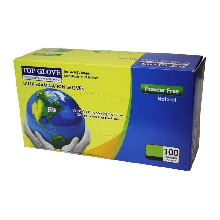 Top Glove Latex Exam. Powder Free Gloves 100 X M/S