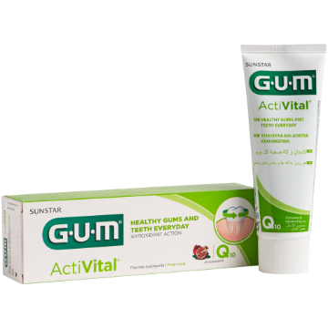 Gum Activital Set Q10 Toothpaste With Free Compact Medium 75Ml