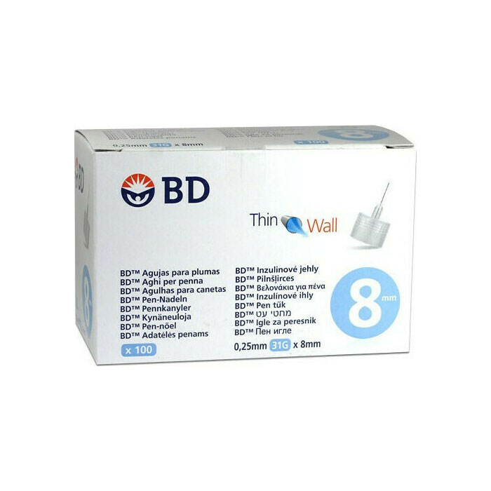 Bd Thin Wall Crochet Hooks 0.25Mm 31G X 8Mm 100 Pieces