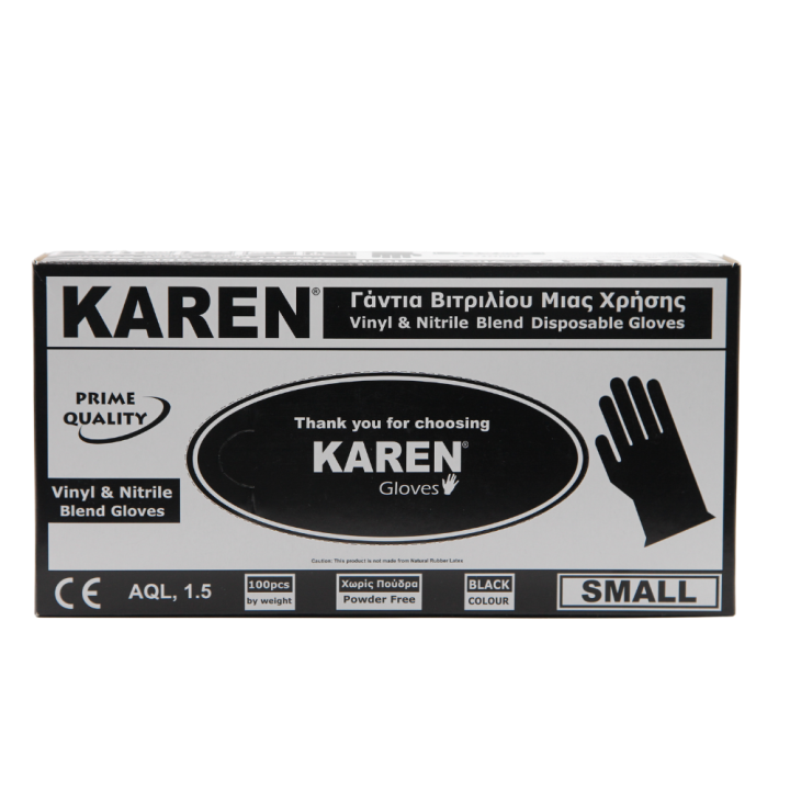 Karen Disposable Gloves Vinyl & Nitrile Blend Gloves Small x100