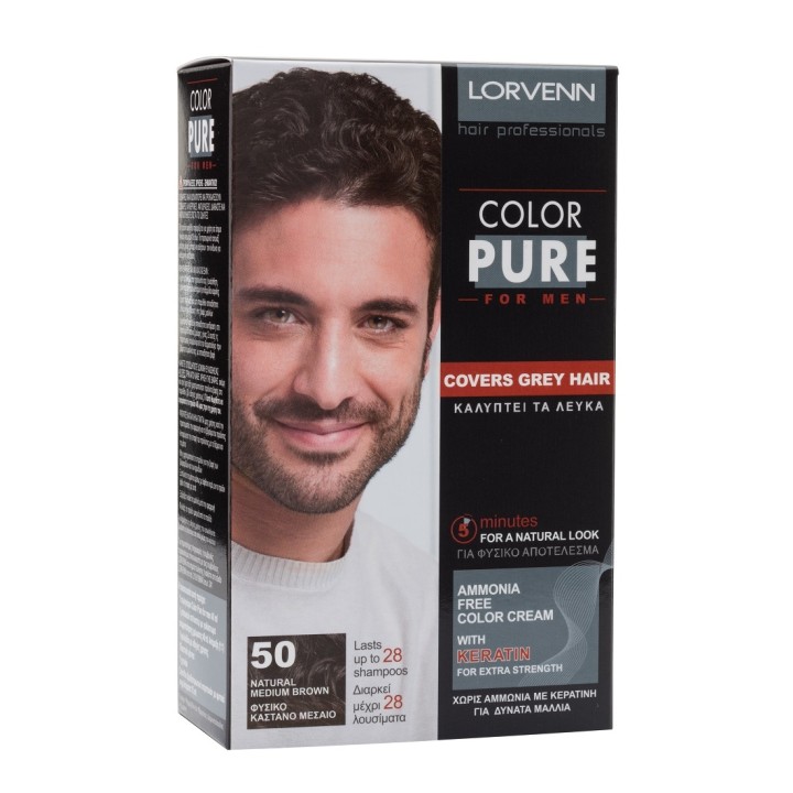 Lorvenn Hair Color Pure For Men No 50 - Medium Brown Colour 35Ml