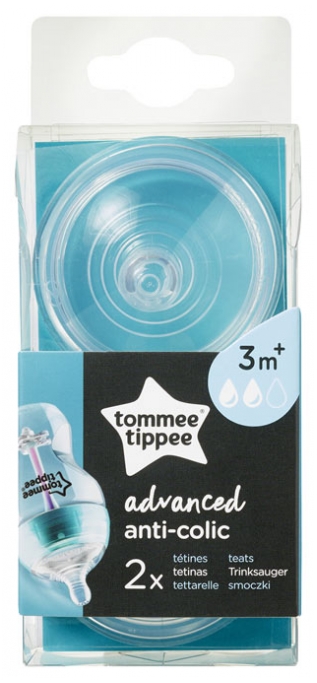 Tommee Tippee Anti-Coli Medium Flow Teats 3M+ x2