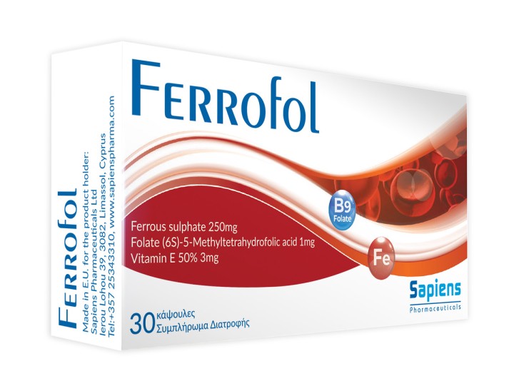 Ferrofol Folate Supplement Vitamin E Pregnancy Vitamins Caps 30 250Mg