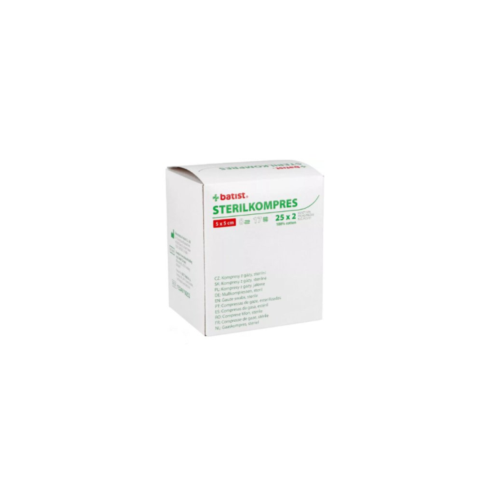 Batist Sterilkompres 8Ply Gauze Swabs 25X2 X 5X5Cm