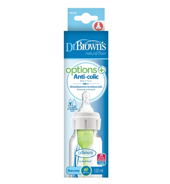 Dr. Brown's Natural Flow Options+ Anti-Colic Baby Bottle Narrow Neck 120ml