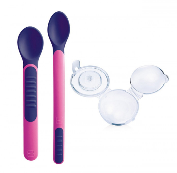 MAM Heat Sensitive Spoons & Cover Pink
