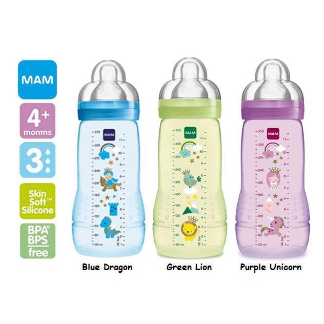 MAM EASY ACTIVE BABY BOTTLE 4m+ 1PIECE, VARIOUS COLORS 330ML