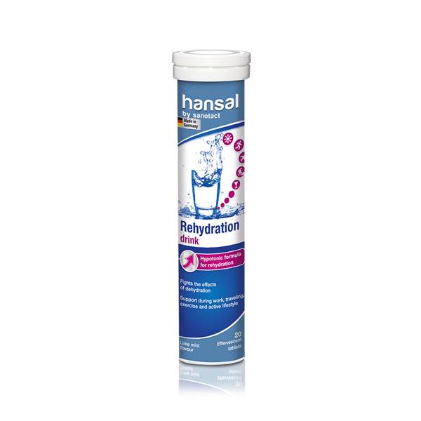 HANSAL REHYDRATION DRINK 20 EFFERVESCENT ELECTROLYTES TABLETS