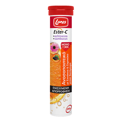 Lanes Ester-C+ Echinacea+ Sambucus For Strong Immune System& High Absorbion. 20 Effervescent Tablets With Berry Flavor