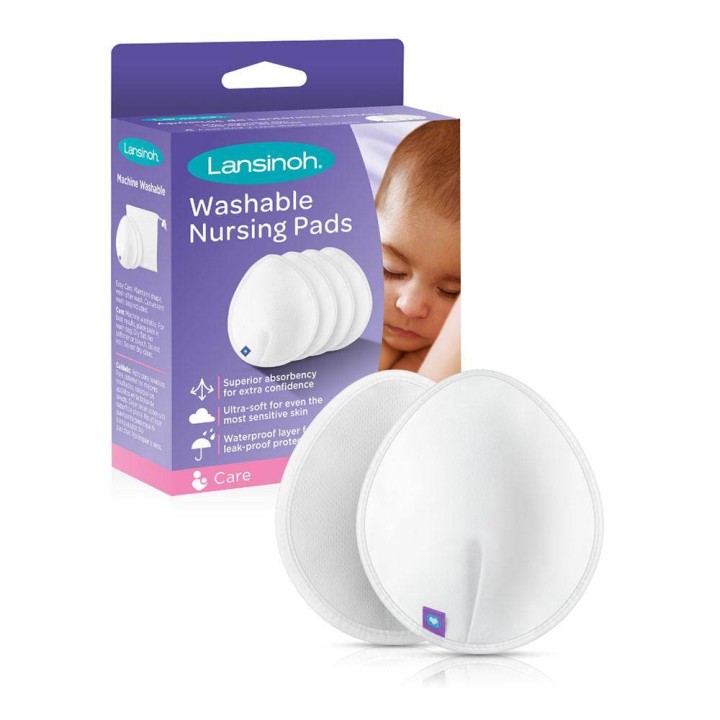 Lansinoh Washable Nursing Pads For Sensitive Skin Super Soft Ultra Aksorbent 4 Pcs