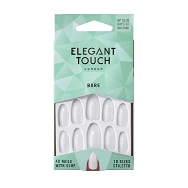 Et Totally Bare Stiletto False Nails – 48pcs + Glue, 300ml