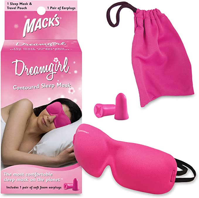 Mack’S Dreamgirl Contoured Sleep Mask Pink 2 Strap Eye Mask Soft Foam Earplugs