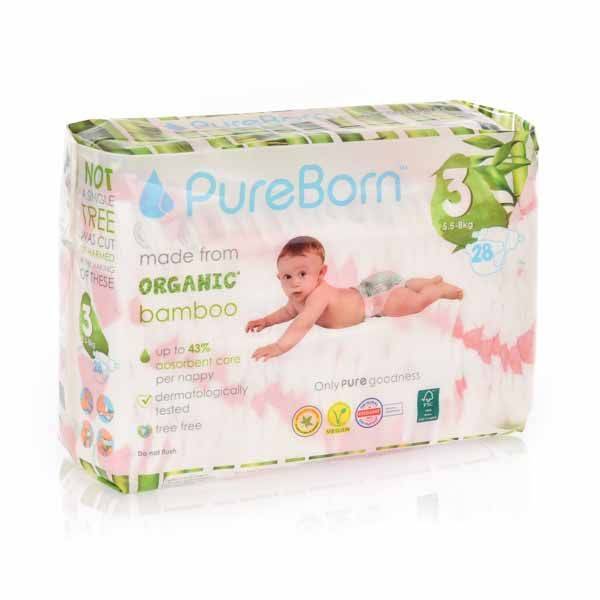 Pure Born Organic Diapers No.3 5.5-8Kg x28