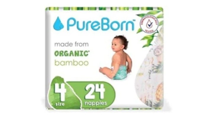 Pure Born Organic Bamboo Pampers 7-12Kg (Size 4), 24X
