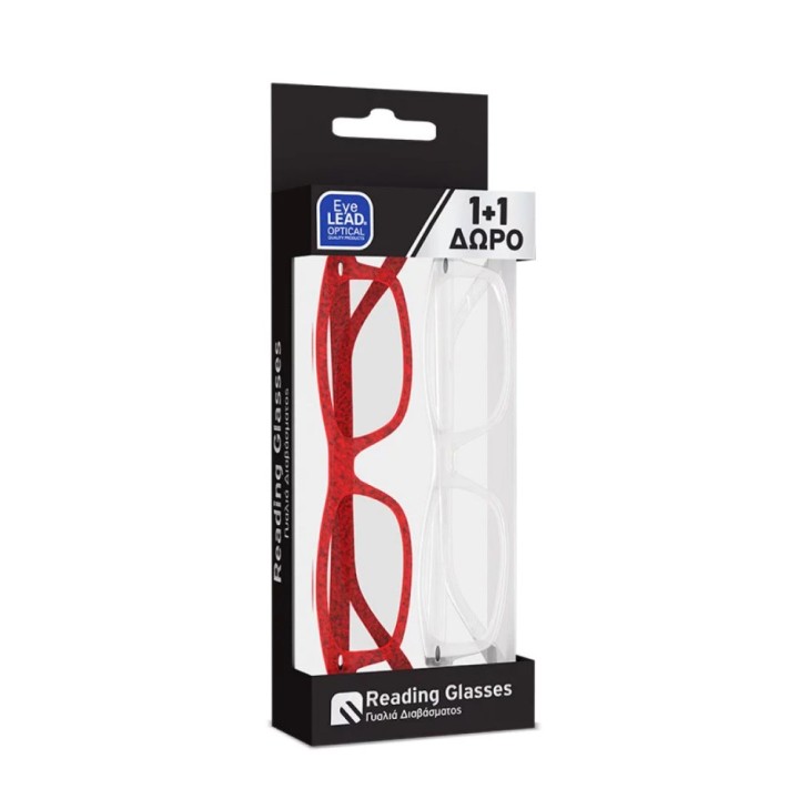 Eyelead 1+1Free, Reading glasses (red & transp.) +3.00