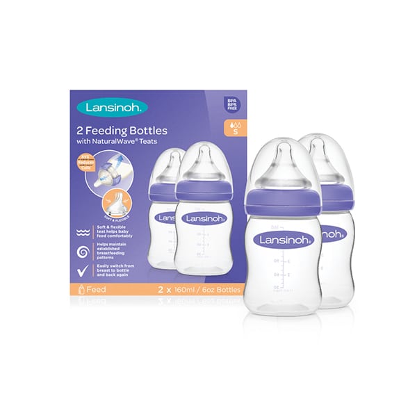 Lansinoh Feeding Bottles With Natural Wave Teat, 2X160 Ml