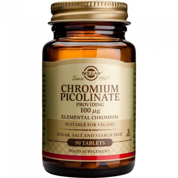 Solgar Chromium Picolinate 100Mg Elemental Chromium Supports Healthy Blood Sugar Metabolism 90 Tablets