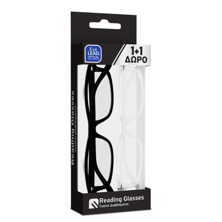 Eyelead 1+1 Free Presbyopia-Reading Glasses Black & Transparent +3.50