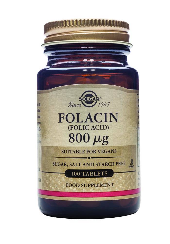 Solgar Folacin (Folic Acid) 800Mg For Heart Health & Prenatal Support 100 Tablets