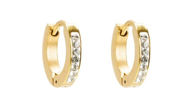 Borghetti Pharma Gold Hoops With Strass Stainless Steel Earrings (507924)