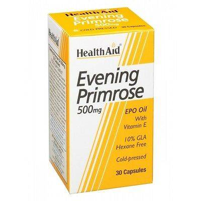 Health Aid Evening Primrose Oil 500Mg With Vitamine E. Reduce Menopausal Symptoms 30 Capsules