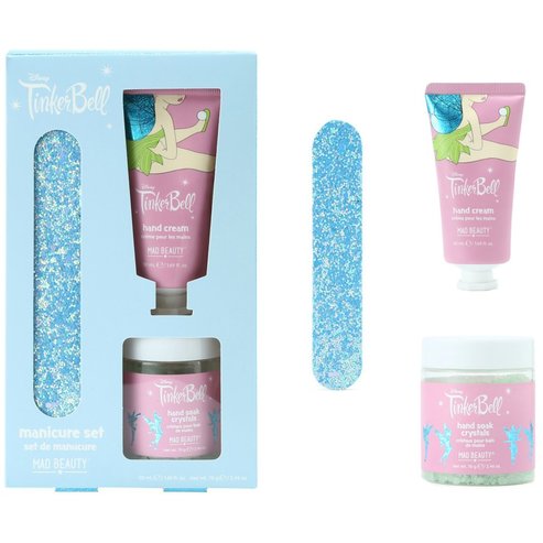 Mad Beauty Tinkerbell Manicure Set Hand Soak Crystals 70Ml + Hand Cream 50Ml + Glitter Blue Nail File
