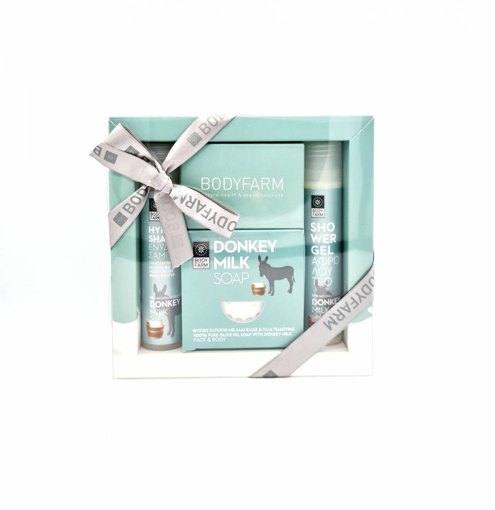 Body Farm Mini Gift Donkey Milk Shower Gel 50ml + Shampoo 50ml + Soap 110g