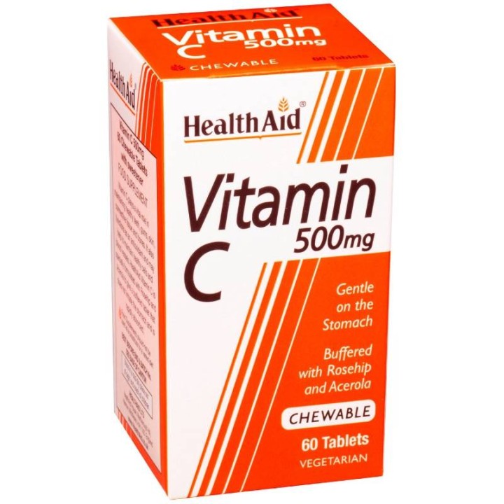 Health Aid Vitamin C 500Mg Chewable Tablets Orange Flavor 60 Pieces