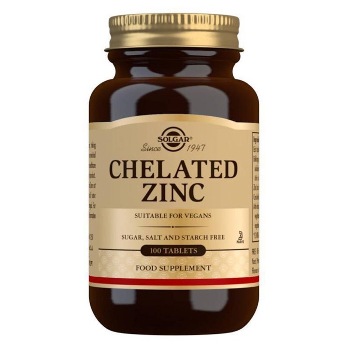 Solgar Chelated Zinc Immune System Support 100Tabs