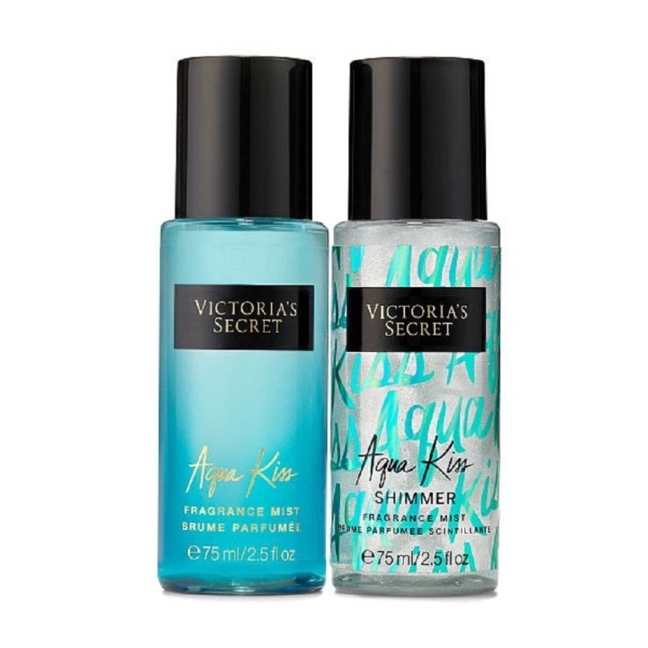 Victoria Secret Aqua Kiss Set Amber Romance Miniatures Fragrance 2 X75Ml