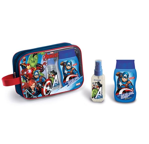 Lorenay Marvel Avengers Toiletry Bag With 2In1 Shampoo & Bubble Bath 200Ml & Kids Fragrance 90Ml