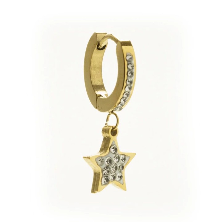 Borghetti Pharma Gold Stars Hoop Earrings with Strass