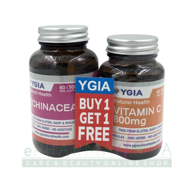 Ygia Echinacea 500Mg X 60 Capsules + Vitamin C 800Mg X 60 Capsules Free