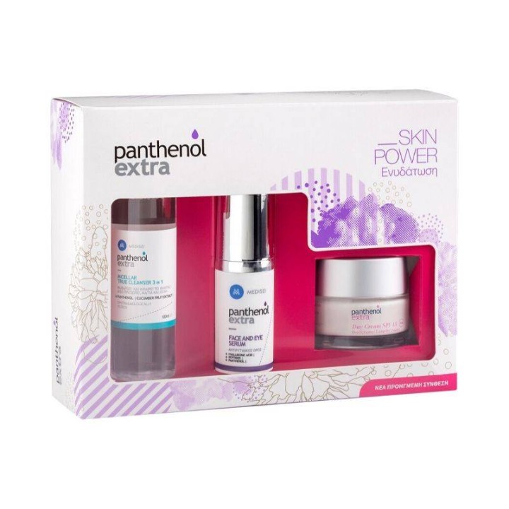 Panthenol Extra Skin Power Day Cream Spf15 50ml & Face And Eye Serum 30ml & Micellair Water 100ml