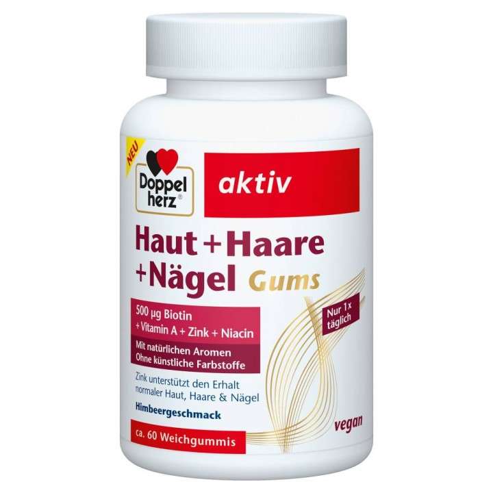 DOPPELHERZ SKIN HAIR NAILS 60 SOFT GUMMIES + KOLLAGEN 30S FREE