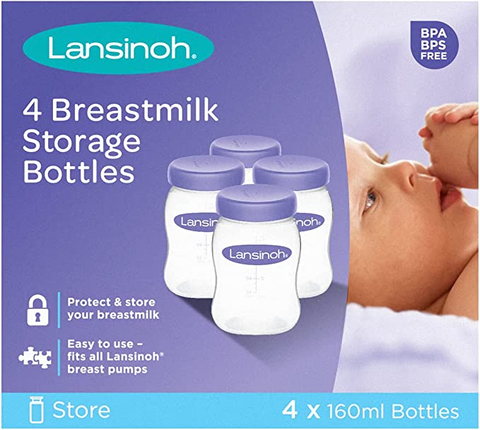 Lansinoh Plastic Milk Storage Bottles 4 X 160Ml